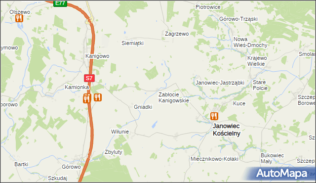 mapa Zabłocie Kanigowskie, Zabłocie Kanigowskie na mapie Targeo