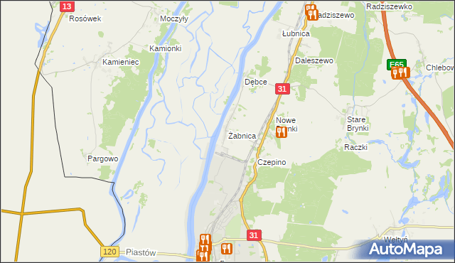 mapa Żabnica gmina Gryfino, Żabnica gmina Gryfino na mapie Targeo