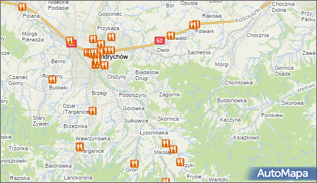 mapa Zagórnik gmina Andrychów, Zagórnik gmina Andrychów na mapie Targeo