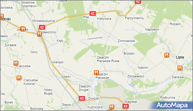 mapa Zajączki Pierwsze-Ruda, Zajączki Pierwsze-Ruda na mapie Targeo