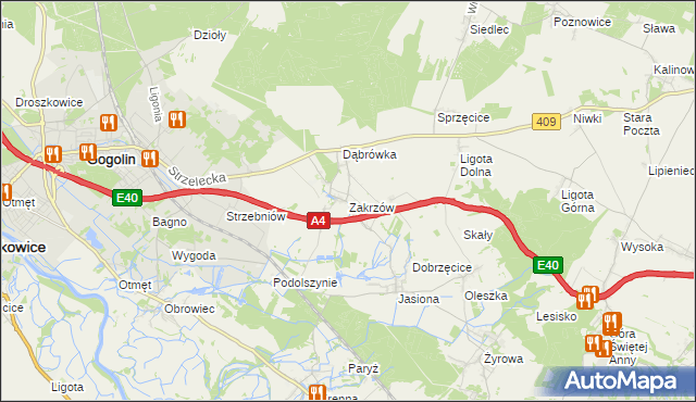 mapa Zakrzów gmina Gogolin, Zakrzów gmina Gogolin na mapie Targeo