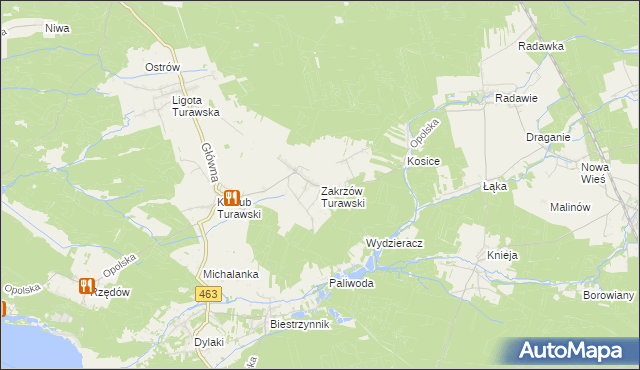 mapa Zakrzów Turawski, Zakrzów Turawski na mapie Targeo