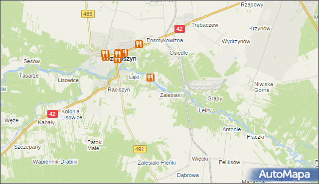 mapa Zalesiaki, Zalesiaki na mapie Targeo