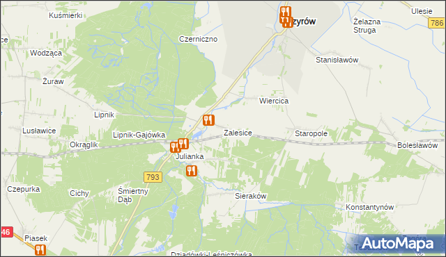 mapa Zalesice gmina Przyrów, Zalesice gmina Przyrów na mapie Targeo