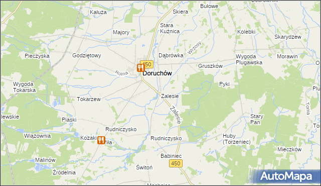 mapa Zalesie gmina Doruchów, Zalesie gmina Doruchów na mapie Targeo