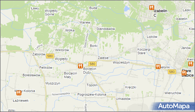 mapa Zalesie gmina Stare Babice, Zalesie gmina Stare Babice na mapie Targeo