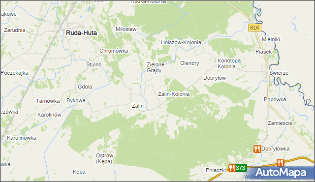 mapa Żalin-Kolonia, Żalin-Kolonia na mapie Targeo