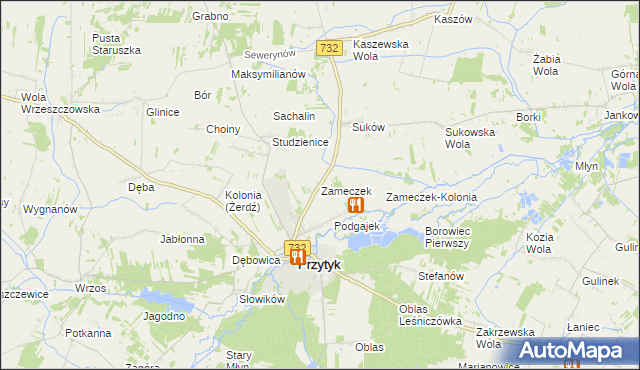 mapa Zameczek gmina Przytyk, Zameczek gmina Przytyk na mapie Targeo