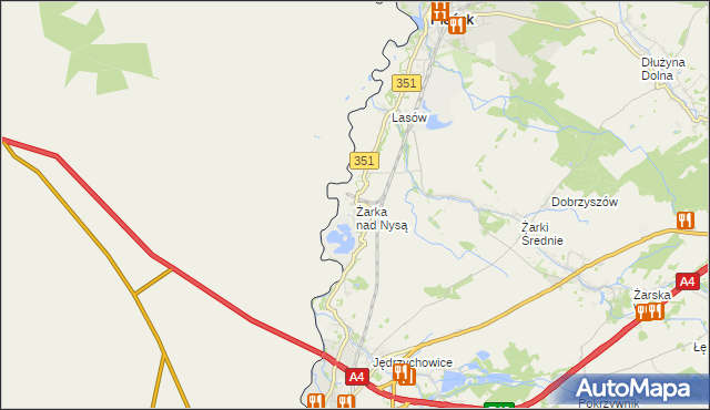 mapa Żarka nad Nysą, Żarka nad Nysą na mapie Targeo
