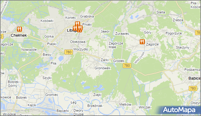 mapa Żarki gmina Libiąż, Żarki gmina Libiąż na mapie Targeo