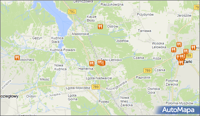 mapa Żarki-Letnisko, Żarki-Letnisko na mapie Targeo