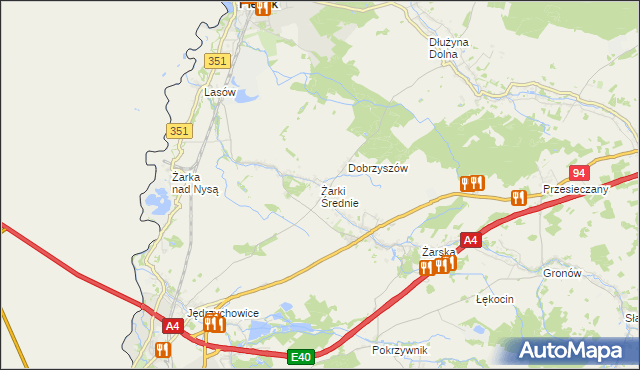 mapa Żarki Średnie, Żarki Średnie na mapie Targeo