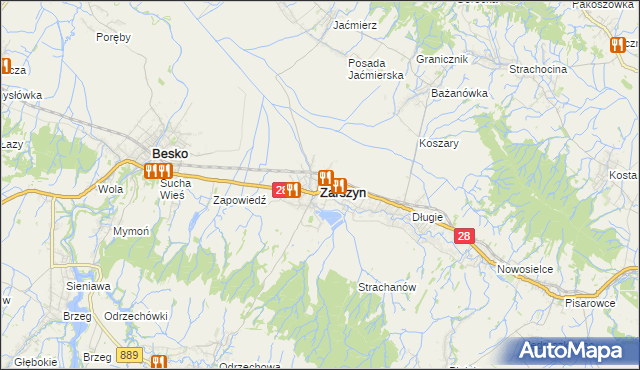 mapa Zarszyn, Zarszyn na mapie Targeo