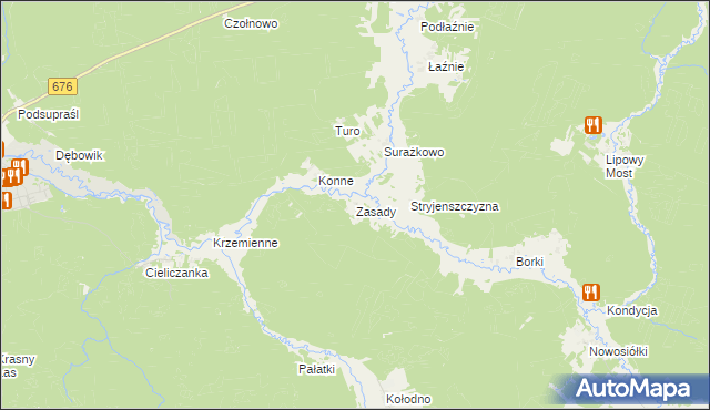 mapa Zasady gmina Gródek, Zasady gmina Gródek na mapie Targeo
