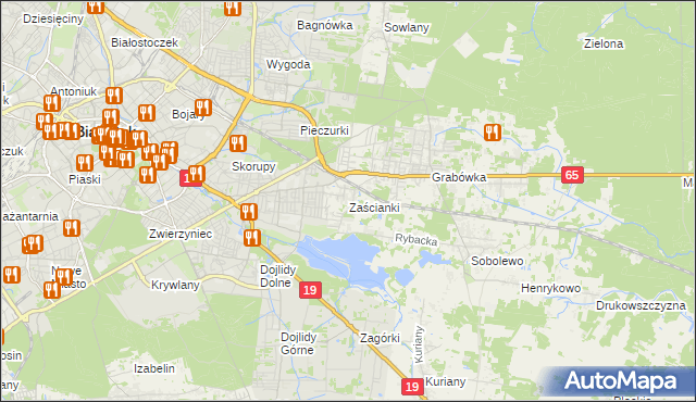 mapa Zaścianki gmina Supraśl, Zaścianki gmina Supraśl na mapie Targeo