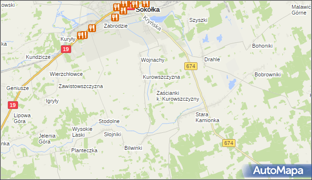 mapa Zaścianki k. Kurowszczyzny, Zaścianki k. Kurowszczyzny na mapie Targeo