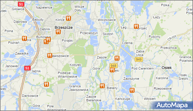 mapa Zasole, Zasole na mapie Targeo