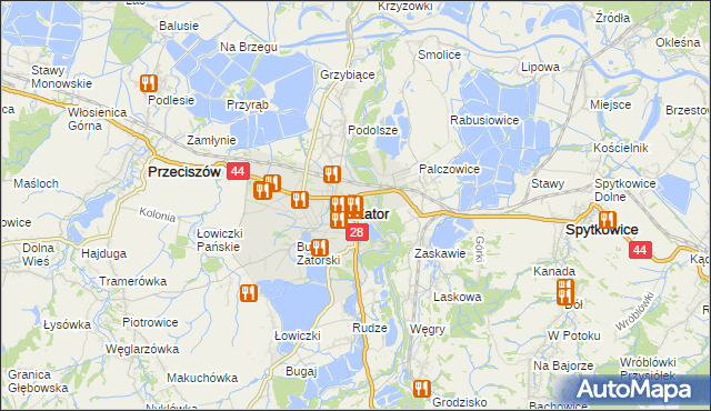 mapa Zator powiat oświęcimski, Zator powiat oświęcimski na mapie Targeo