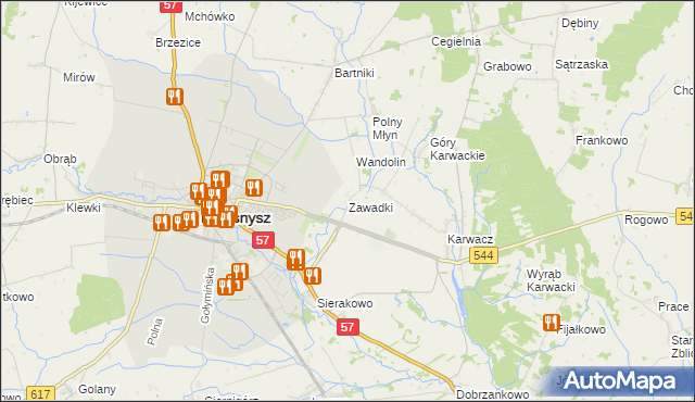 mapa Zawadki gmina Przasnysz, Zawadki gmina Przasnysz na mapie Targeo