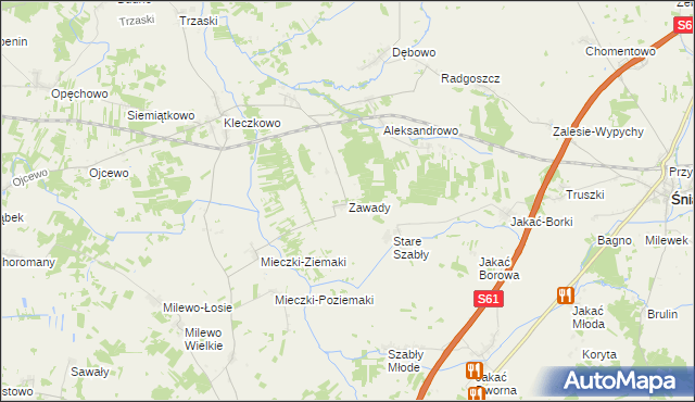 mapa Zawady gmina Troszyn, Zawady gmina Troszyn na mapie Targeo