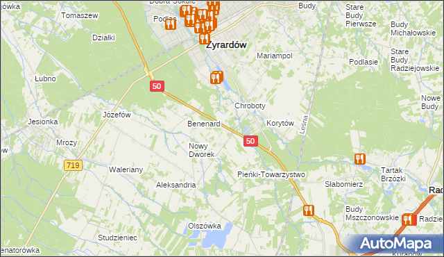 mapa Zazdrość gmina Radziejowice, Zazdrość gmina Radziejowice na mapie Targeo