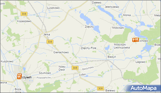 mapa Zbęchy-Pole, Zbęchy-Pole na mapie Targeo