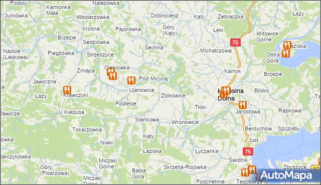 mapa Żbikowice, Żbikowice na mapie Targeo