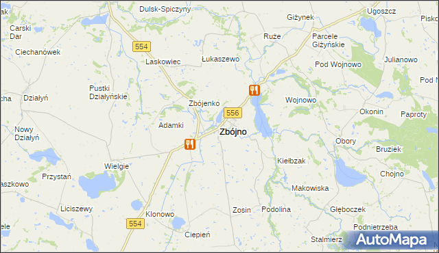 mapa Zbójno powiat golubsko-dobrzyński, Zbójno powiat golubsko-dobrzyński na mapie Targeo