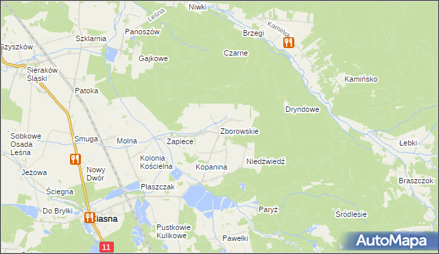 mapa Zborowskie gmina Ciasna, Zborowskie gmina Ciasna na mapie Targeo