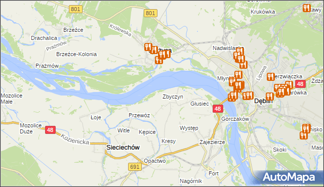 mapa Zbyczyn, Zbyczyn na mapie Targeo