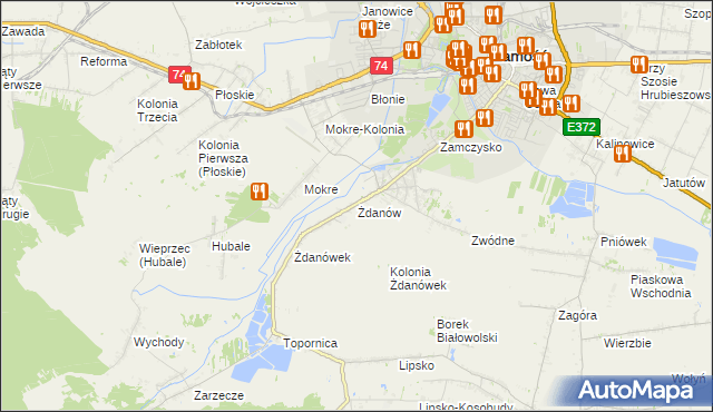 mapa Żdanów gmina Zamość, Żdanów gmina Zamość na mapie Targeo