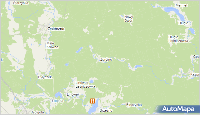 mapa Zdrójno gmina Osieczna, Zdrójno gmina Osieczna na mapie Targeo