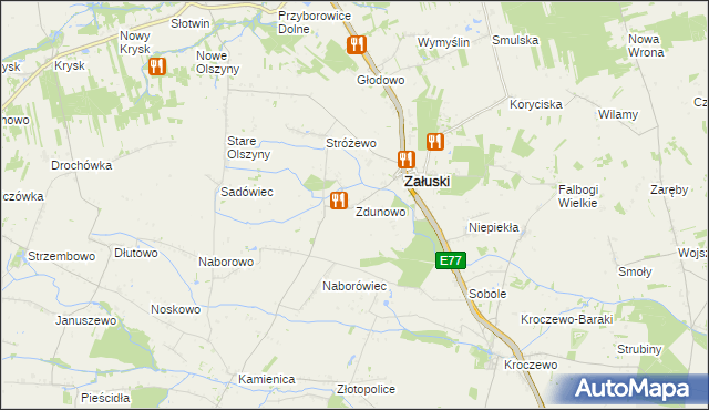 mapa Zdunowo gmina Załuski, Zdunowo gmina Załuski na mapie Targeo