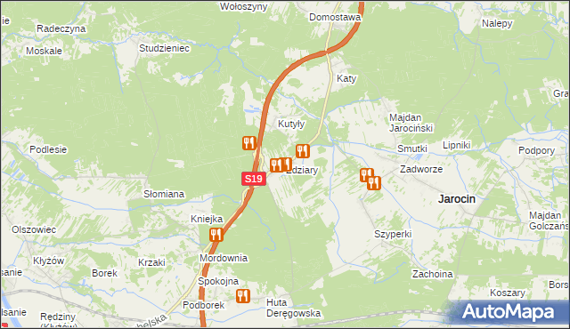 mapa Zdziary gmina Jarocin, Zdziary gmina Jarocin na mapie Targeo