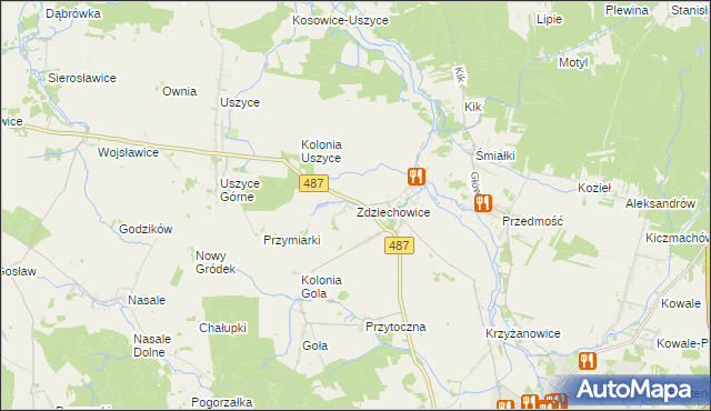 mapa Zdziechowice gmina Gorzów Śląski, Zdziechowice gmina Gorzów Śląski na mapie Targeo