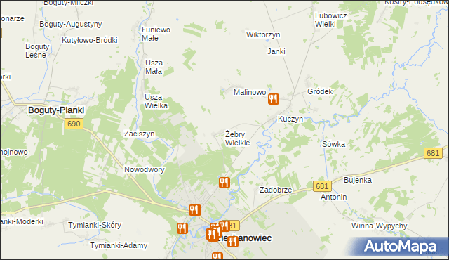 mapa Żebry Wielkie, Żebry Wielkie na mapie Targeo