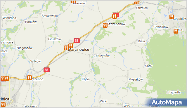 mapa Zebrzydów, Zebrzydów na mapie Targeo