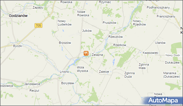 mapa Żelazna gmina Skierniewice, Żelazna gmina Skierniewice na mapie Targeo