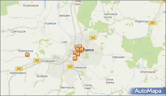 mapa Ziębice, Ziębice na mapie Targeo