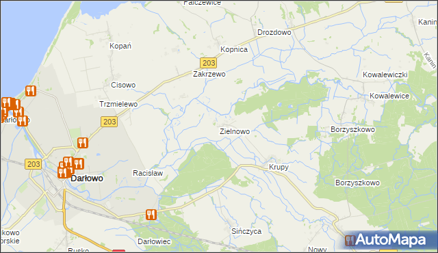 mapa Zielnowo gmina Darłowo, Zielnowo gmina Darłowo na mapie Targeo