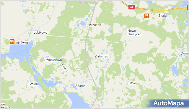 mapa Zielomyśl, Zielomyśl na mapie Targeo