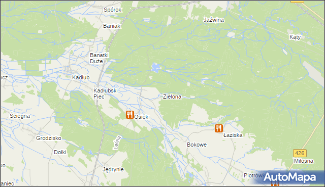 mapa Zielona gmina Jemielnica, Zielona gmina Jemielnica na mapie Targeo