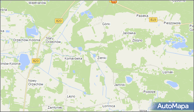 mapa Zienki, Zienki na mapie Targeo