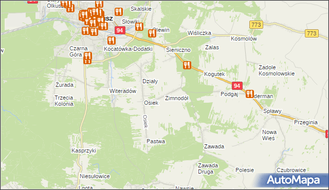 mapa Zimnodół, Zimnodół na mapie Targeo