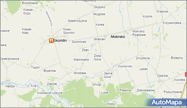 mapa Złota Góra gmina Skomlin, Złota Góra gmina Skomlin na mapie Targeo