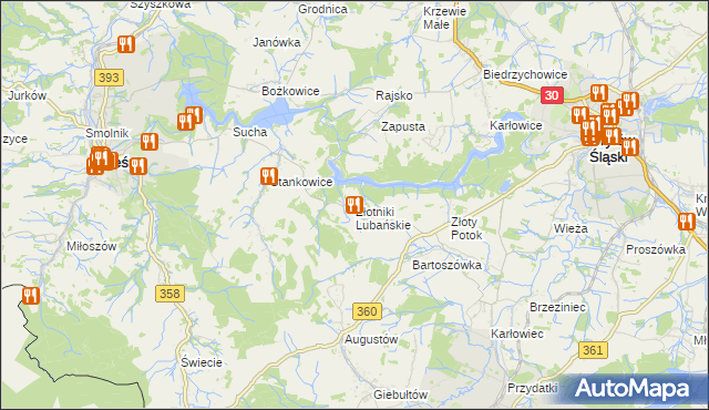 mapa Złotniki Lubańskie, Złotniki Lubańskie na mapie Targeo