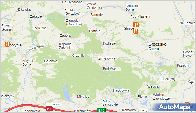 mapa Zmysłówka gmina Grodzisko Dolne, Zmysłówka gmina Grodzisko Dolne na mapie Targeo