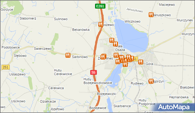 mapa Żnin-Wieś, Żnin-Wieś na mapie Targeo