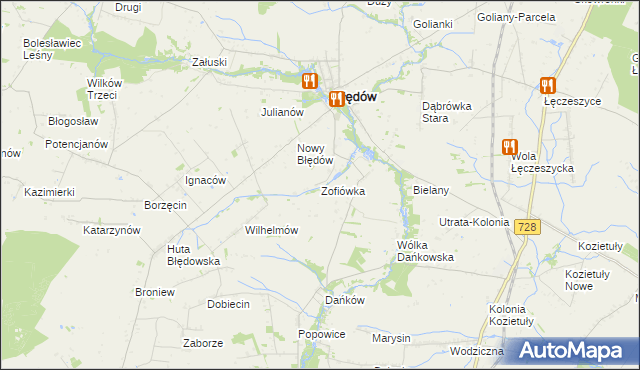 mapa Zofiówka gmina Błędów, Zofiówka gmina Błędów na mapie Targeo