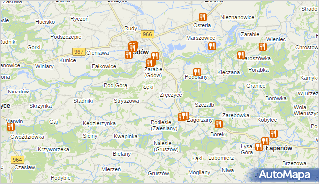 mapa Zręczyce, Zręczyce na mapie Targeo